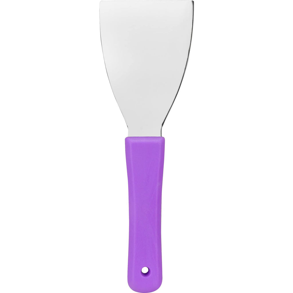 SPARTA Steel Handheld Scraper Kitchen Scraper Tool with Food-Safe Plastic Handle for Griddles, Pans, Pots, and Cutting Boards in Commercial Settings, Stainless Steel, 3 Inches, Black, (Pack of 12)