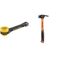 Klein Tools KT155T 6-In-1 Lineman's Ratcheting Wrench with Bolt Through Design and Bright Yellow Socket and Klein Tools 832-26 Lineman's Claw Milled Hammer, 26-Ounce, Fiberglass Handle, Heavy Duty for Utility Poles, Milled Face, High Visibility Orange
