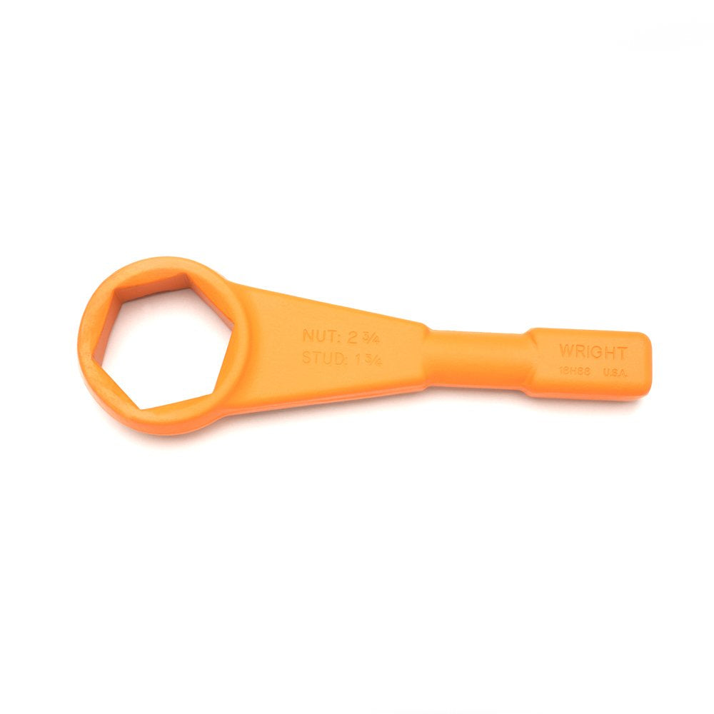 Wright Tool 18H88 6 Point, Straight Handle Striking Face Box Wrench with Orange Finish, 2-3/4" Nut Size x 1-3/4" Stud Size
