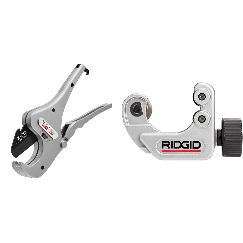 RIDGID RC-2375 Ratchet Action 2" Pipe and Tubing Cutter, Chrome, Small - 30088 & 40617 Model 101 Close Quarters Tubing Cutter with 1/4"-1-1/8" Cutting Capacity, Silver