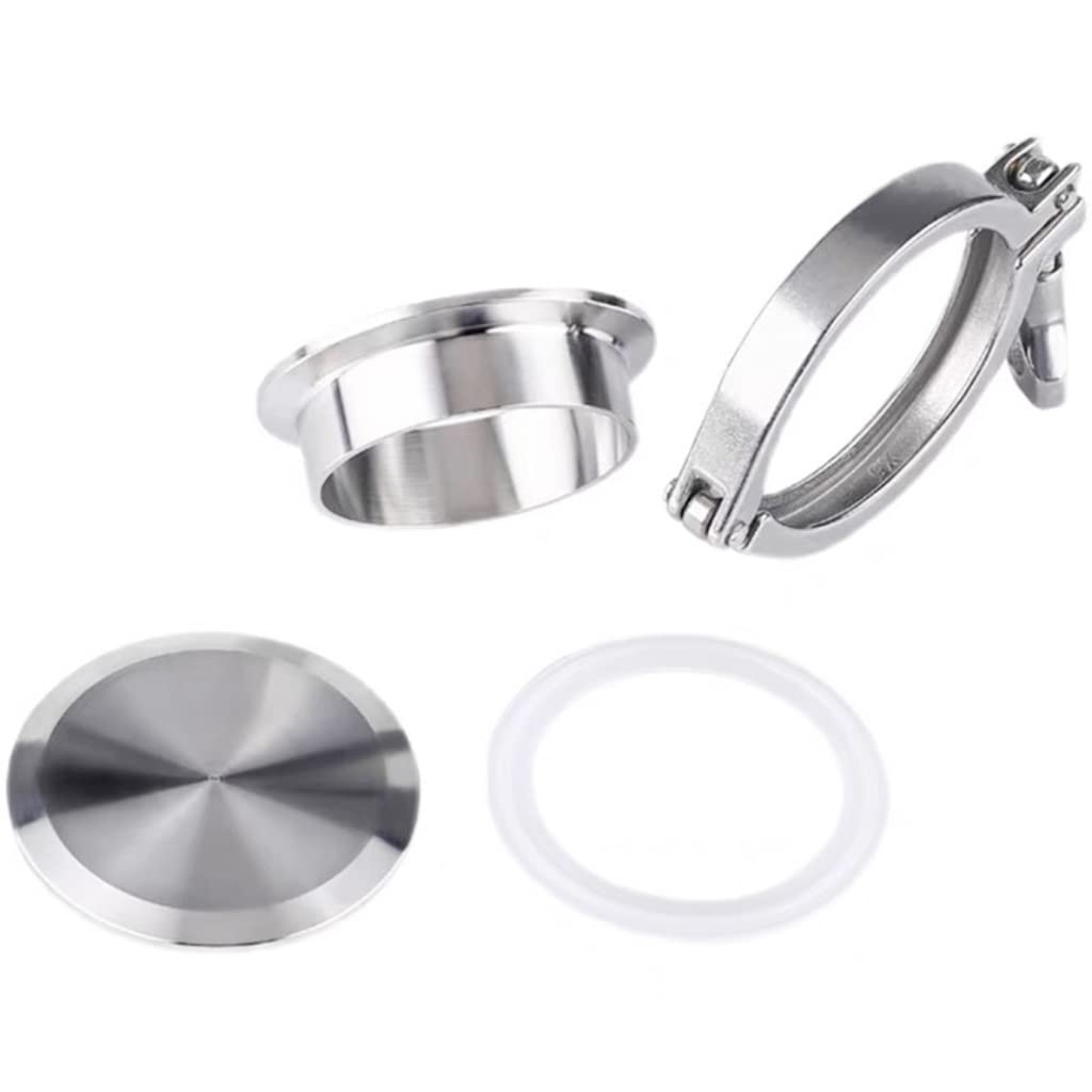 304 Stainless Steel Sanitary Pipe Fittings Kit - Weld Ferrule, End Cap, Tri Clamp & Silicone Gasket for Home Improvement(154mmx167)