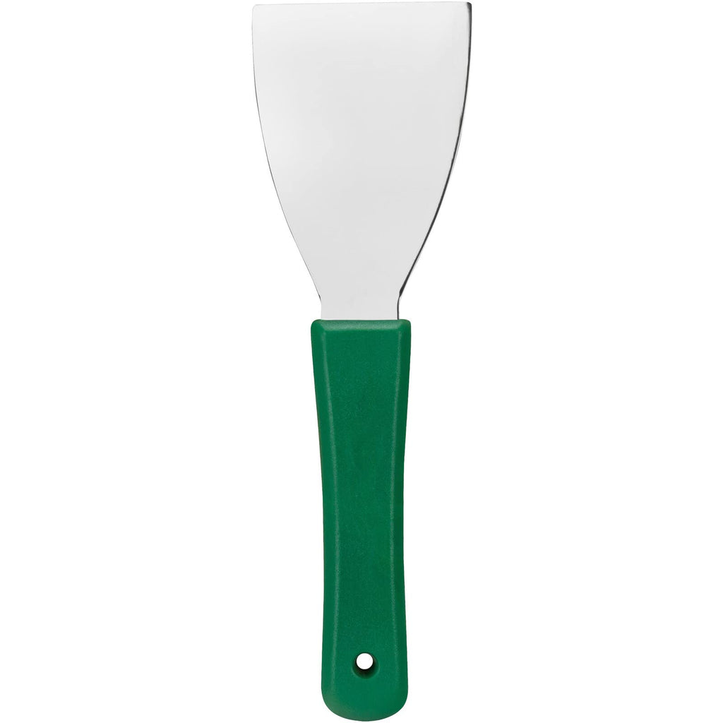 SPARTA Steel Handheld Scraper Kitchen Scraper Tool with Food-Safe Plastic Handle for Griddles, Pans, Pots, and Cutting Boards in Commercial Settings, Stainless Steel, 3 Inches, Black, (Pack of 12)