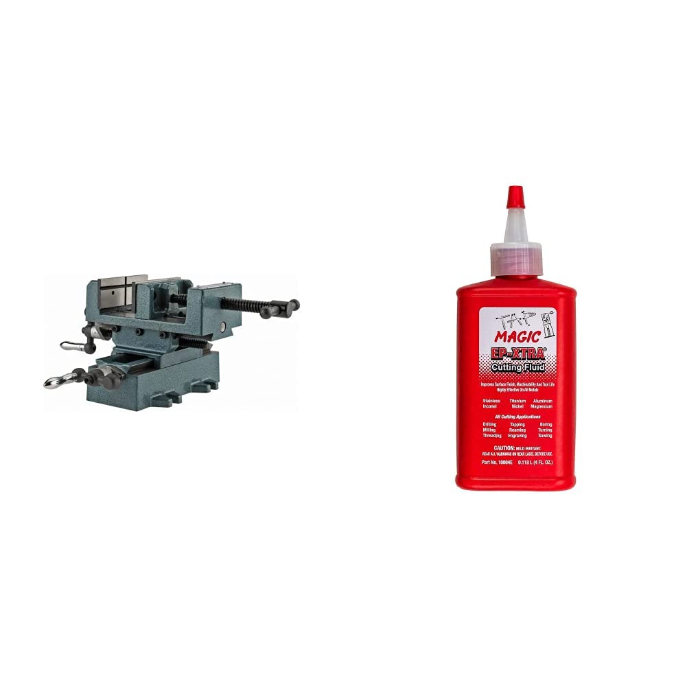 Wilton 4" Cross Slide Drill Press Vise (CS4) and Forney Tap Magic Industrial Pro Cutting Fluid Bundle
