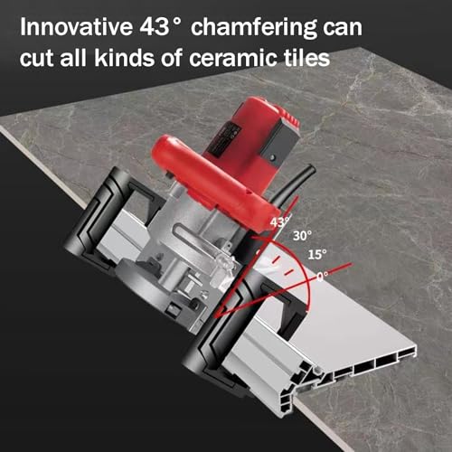 43° Electric Tile Bevel Cutter,Electric Tile Chamfering Machine, w/Water Pump, Double Handle Design, Speed 13000RPM, for Construction&Home Improvement