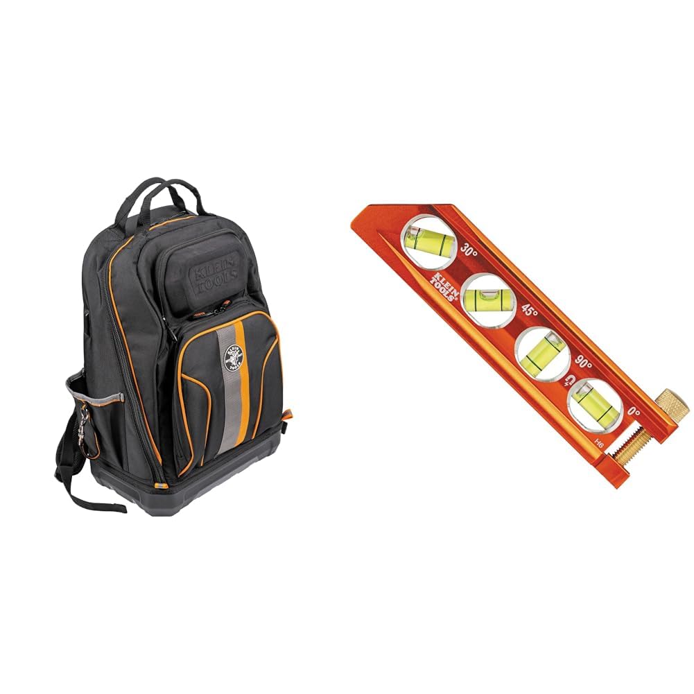 Klein Tools 55421BP-14 Tool Bag Backpack, Heavy Duty Tradesman Pro Tool Organizer & Dipped Plier Kit, Diagonal-Cutting, Needle-Nose, Side-Cutting High Leverage Linesman Pliers