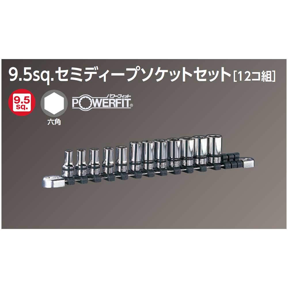 Nepros 3/8"sq. Semi-Deep Socket Wrench Set (12pcs.)