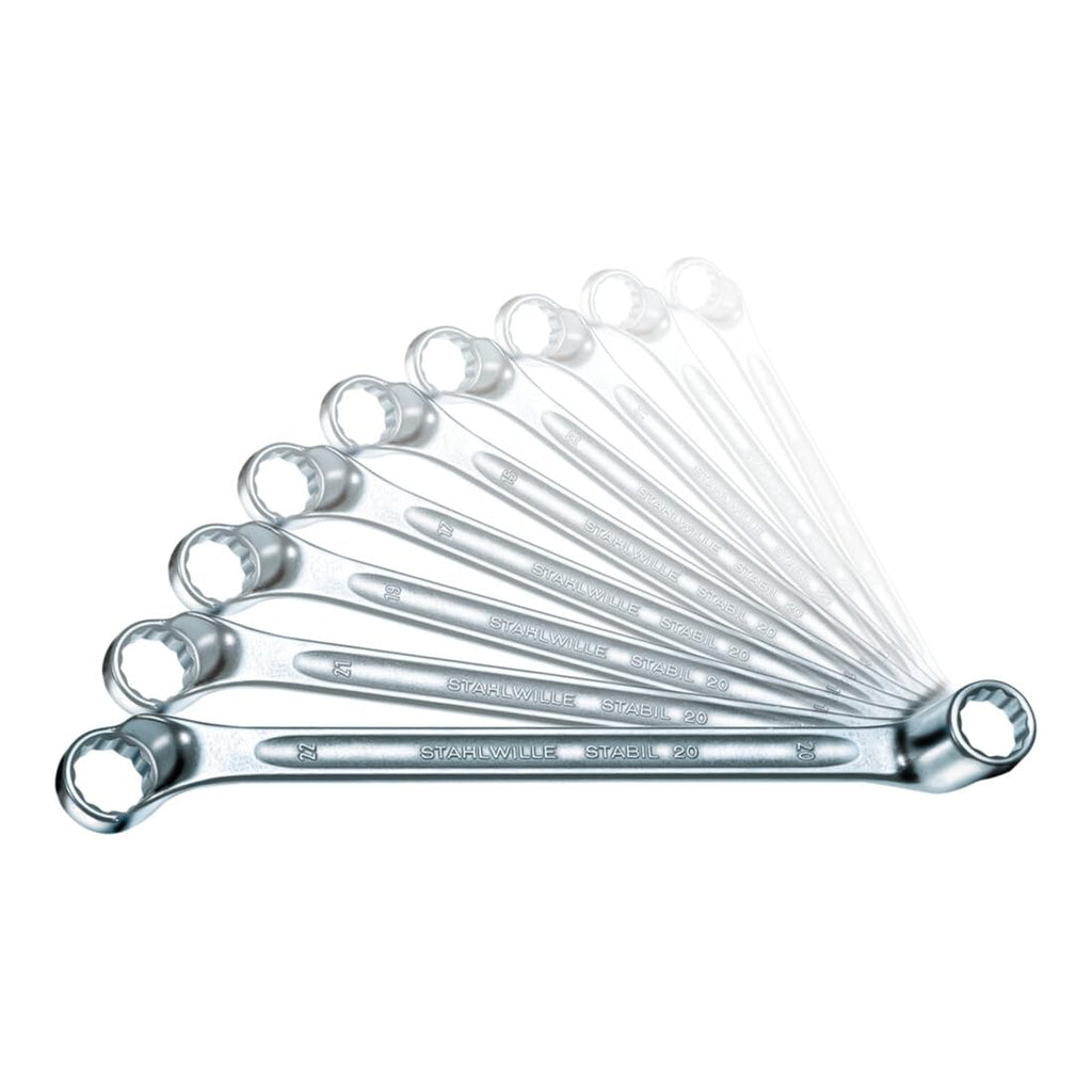 Stahwhile 96410407 Double Ended Ring Wrenches (Spanners) with Offset Heads, Made of Chrome Alloy Steel & Chrome Plated, Has Anti-Slip Drive, Suitable in Confined Spaces, Set of 10 (Metric) Wrenches
