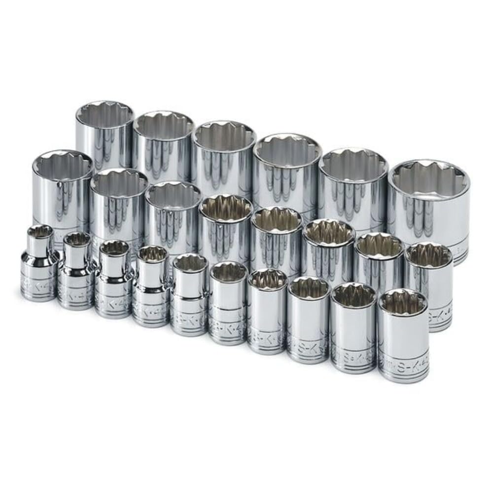SK Tools USA 1/2" Drive, 24 Piece, 12 Point, Standard, Metric Chrome Socket Set: 10MM - 36MM | 1924