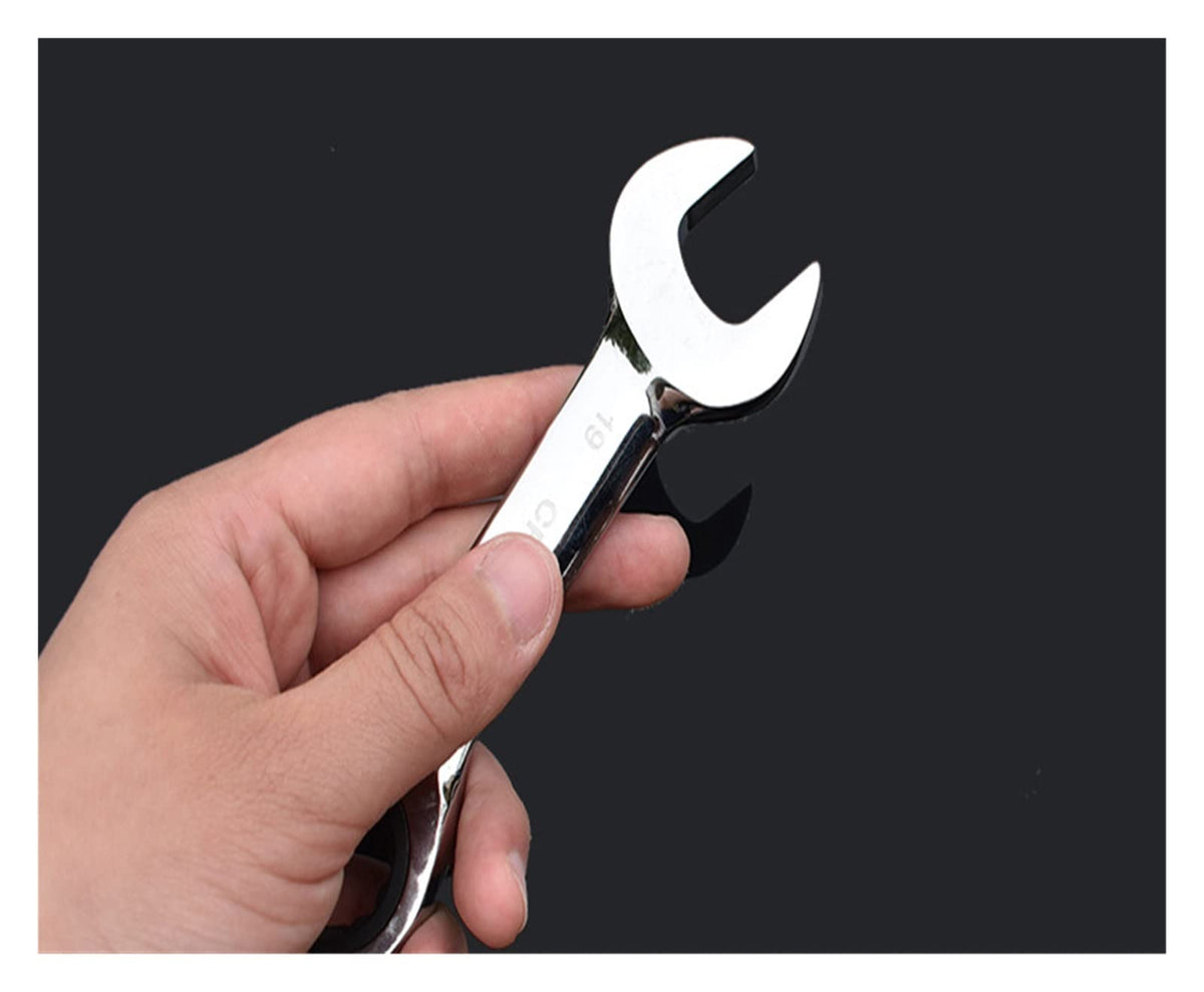 Hardwareols Home Improvement, Open-end Spanners 8-19mm Short Handle Ratchet Spanner Adjustable in Both Directions 72oth Opening Plum Spanner Set 1pcs Wrenches Wrenches