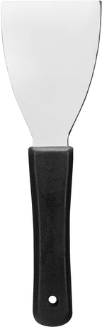 SPARTA Steel Handheld Scraper Kitchen Scraper Tool with Food-Safe Plastic Handle for Griddles, Pans, Pots, and Cutting Boards in Commercial Settings, Stainless Steel, 3 Inches, Black, (Pack of 12)