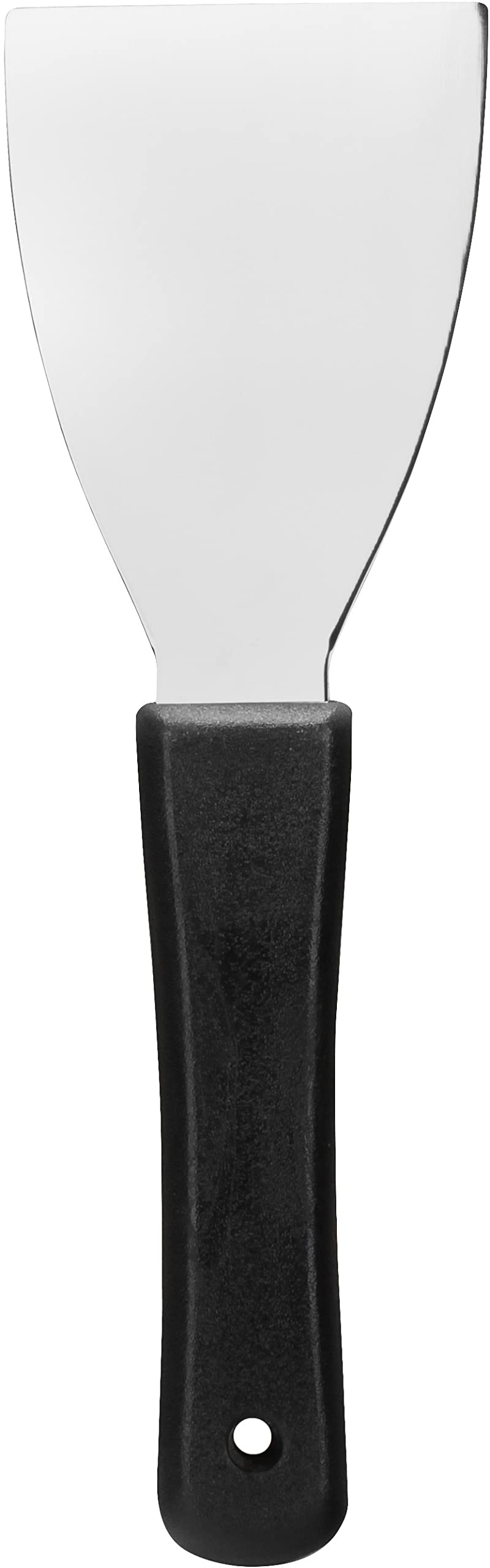SPARTA Steel Handheld Scraper Kitchen Scraper Tool with Food-Safe Plastic Handle for Griddles, Pans, Pots, and Cutting Boards in Commercial Settings, Stainless Steel, 3 Inches, Black, (Pack of 12)