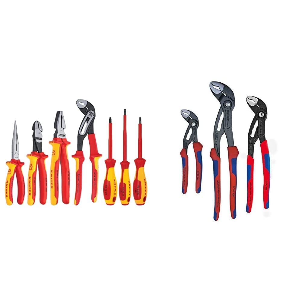 Knipex 7-Piece 1000V Insulated Pliers, Cutters, and Screwdriver Set | KNIPEX 3 Piece Multi-Component Cobra Set