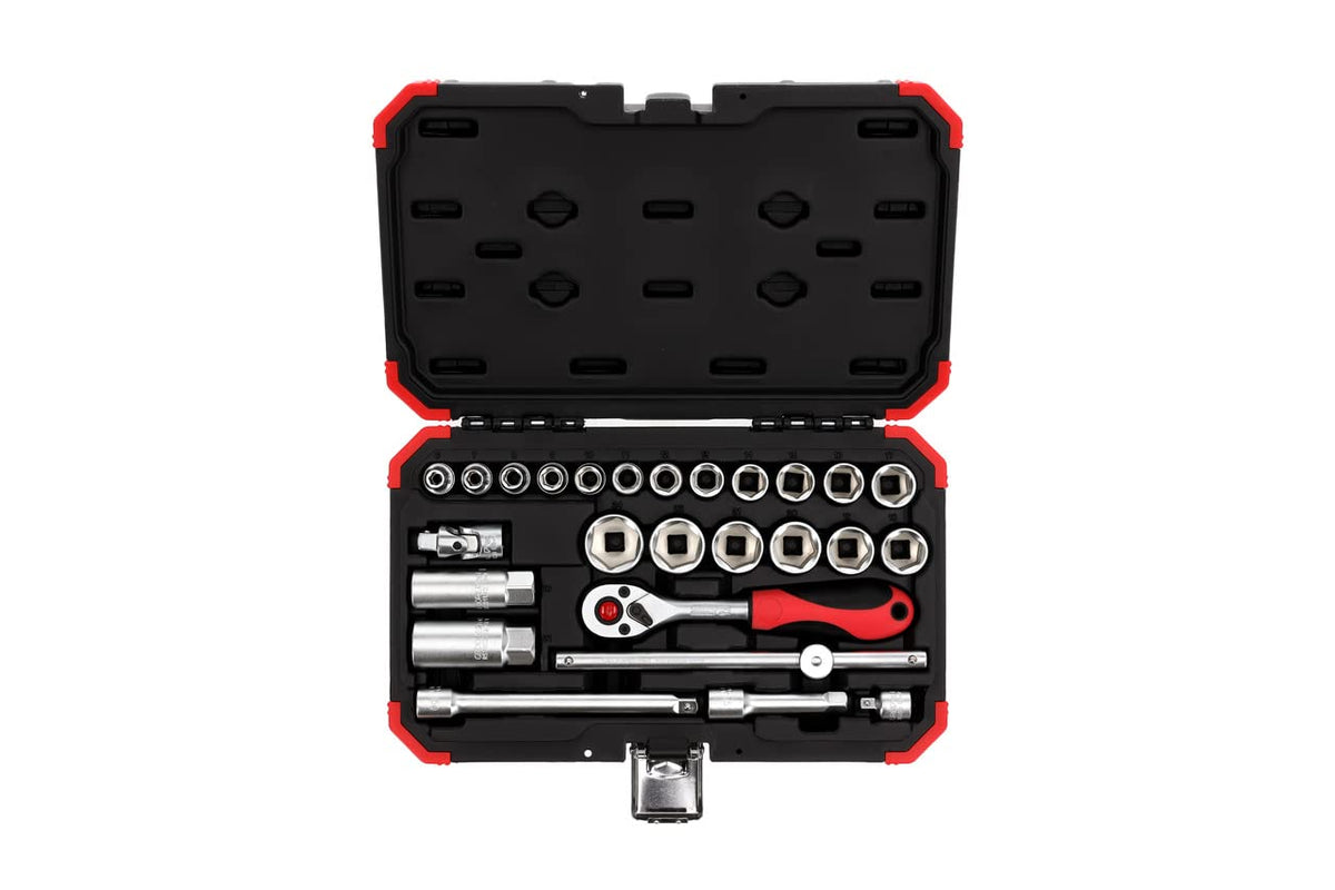 GEDORE red 61-piece Socket spanner set, Bi-hex, 1/2", 4-13 mm, Tool, Ratchet hammer pliers, for carmotive, R69003061