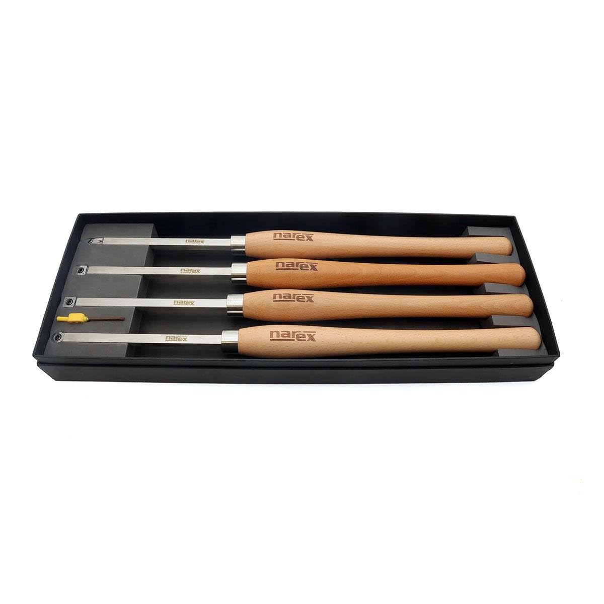 Narex 4 Piece Set Large Carbide Insert Lathe Woodturning Tools-Square, Radiused, Round and Diamond
