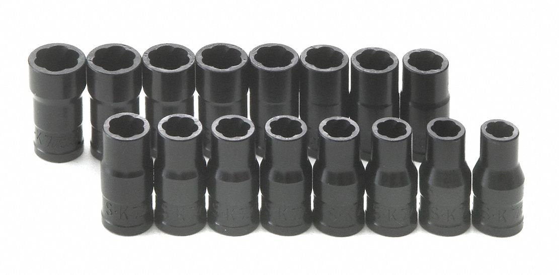 SK Tools USA 1/4" Drive, 16 Piece, Standard TurboSocket® Set: 6MM - 10MM & 6.25" - 3/8" | 756