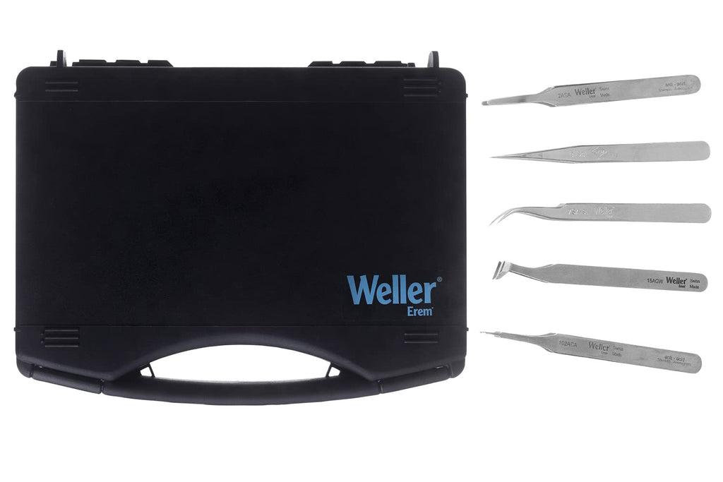Weller Erem 3500TP Premium Precision Tweezers, 5 Pieces with Blunt Edges