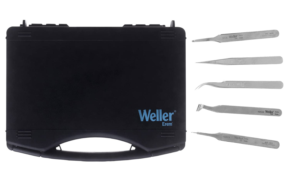 Weller Erem 3500TP Premium Precision Tweezers, 5 Pieces with Blunt Edges