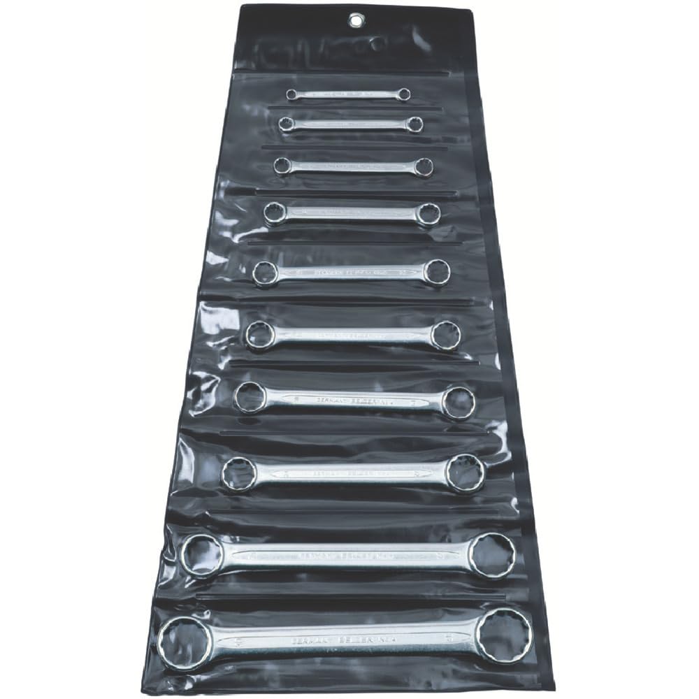 Bahco 4M/10T BH4M/10T Double Flat Ring Wrench Set, Black/Silver, Set of 10 Pieces