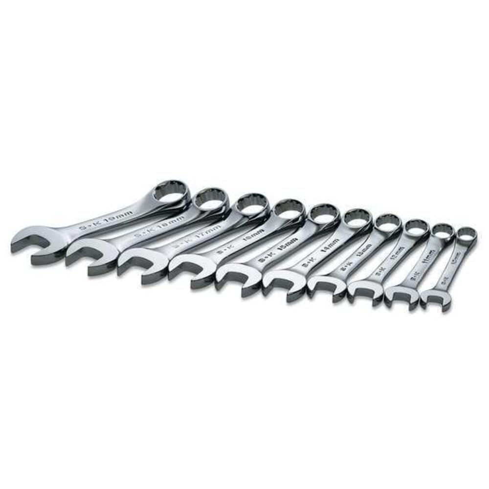 SK Tools USA 10 Piece, Short Pattern, Metric, SuperKrome® Combination Wrench Set: 10MM - 19MM | 86240