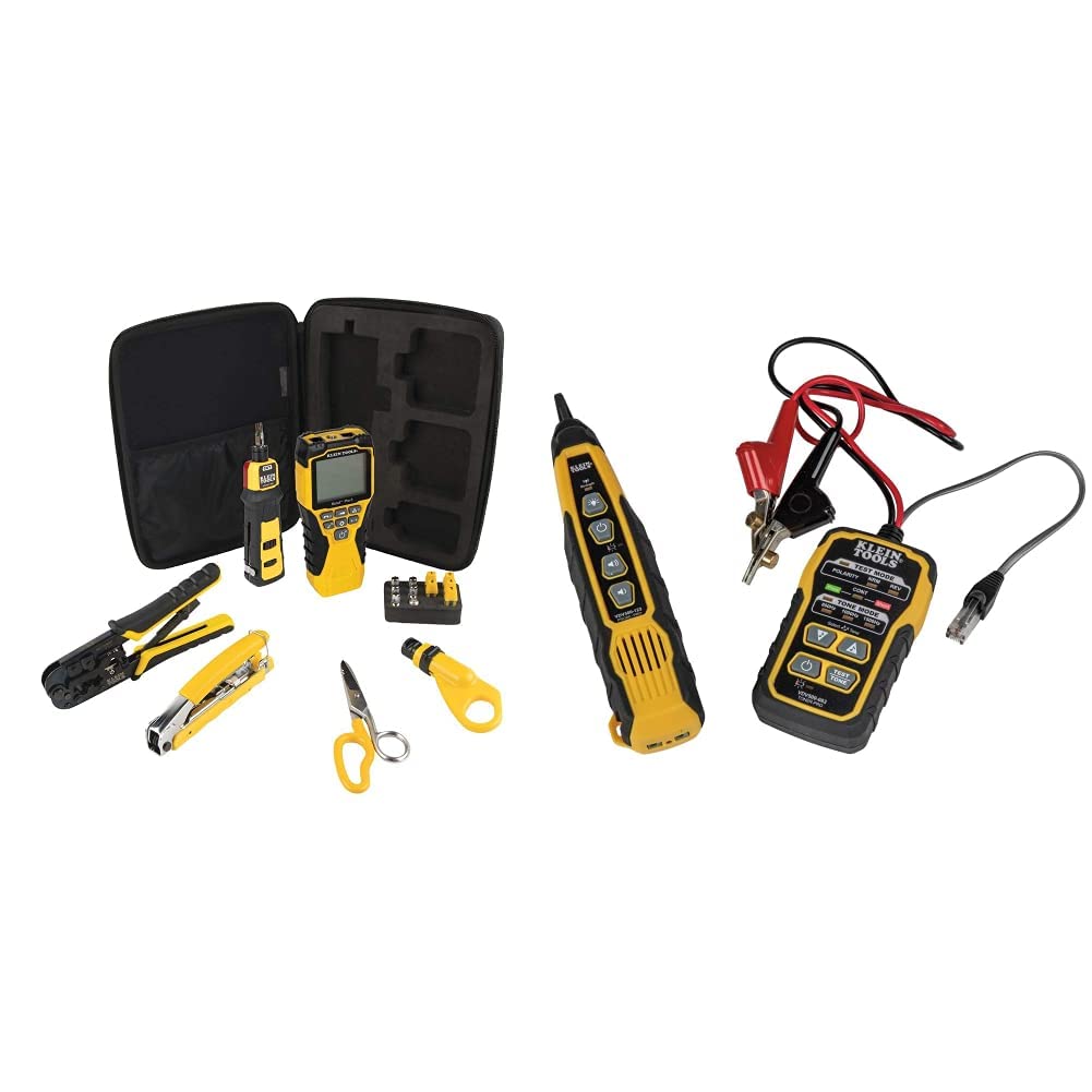 Klein Tools Cable Installation Tool Set with Crimper, Tester, Snips, Punchdown Tool, and Case (6 Pieces)