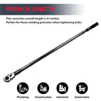K Tool International 72176A 3/4" Drive Adjustable Torque Wrench, 41" Long, 100-600 ft/lbs, Ergonomic Comfort-grip, Laser Marked Scales