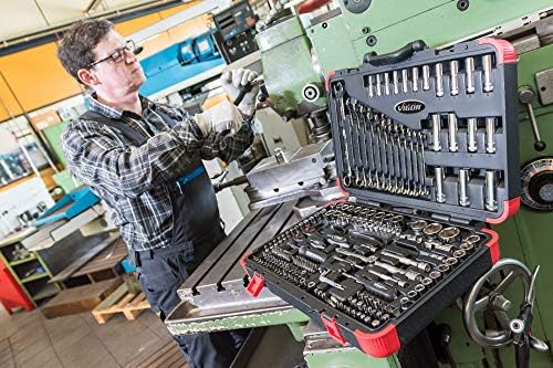 Vigor 1/4" 3/8" and 1/2" Combination Spanner Set, Bits and Socket Spanner for Professional and Home Use 216 Pieces V3277N