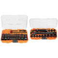Klein Tools 65239 13-Piece Flip Socket Set and 65400 15-Piece Impact Pass Through Socket Set with Cases
