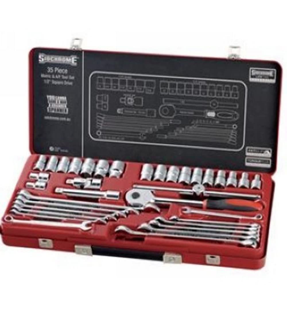 Sidchrome 1/2-Inch Drive Metric/AF Spanner and Socket 35-Piece Set