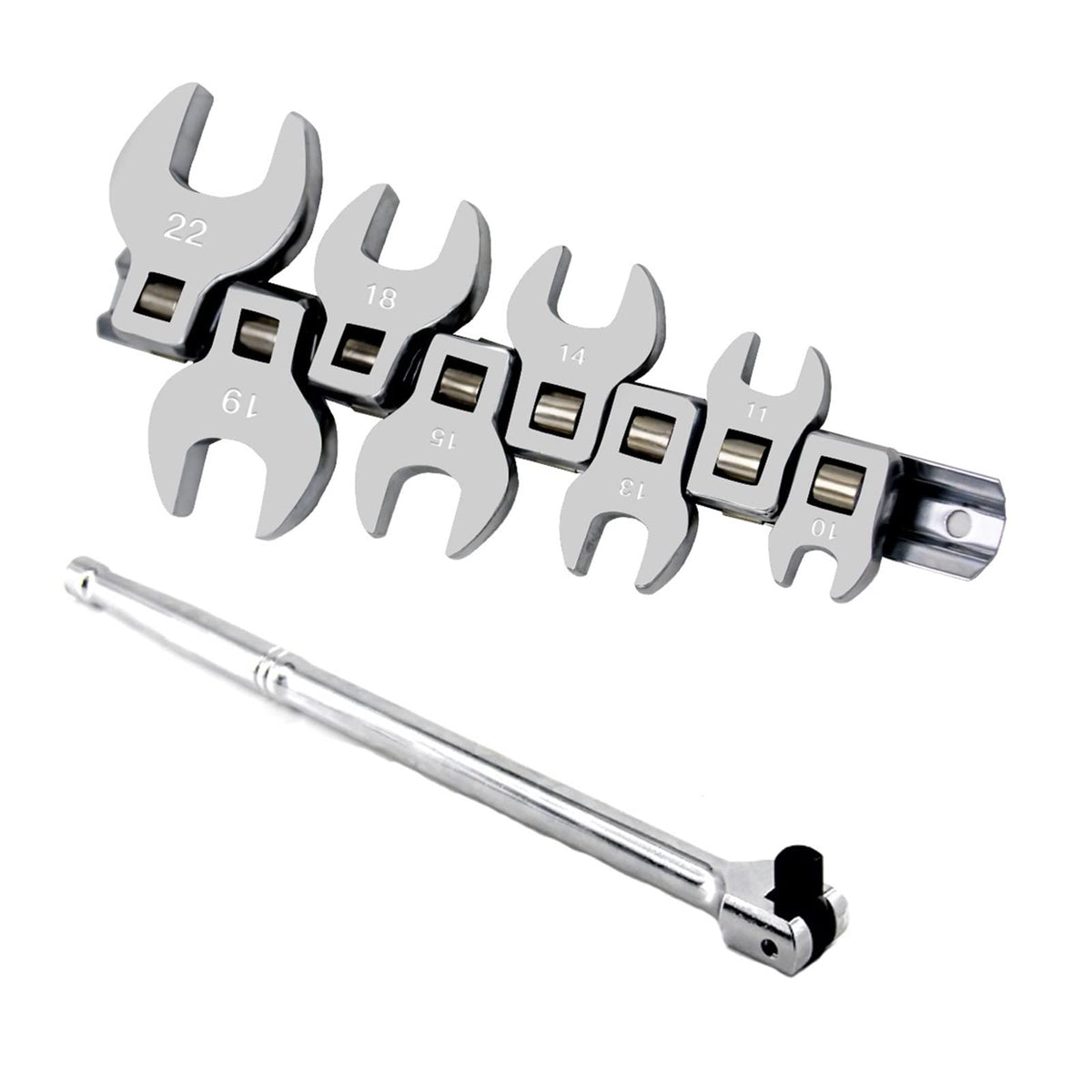 Hardwareols Home Improvement, Open-end Spanners 8-19mm Short Handle Ratchet Spanner Adjustable in Both Directions 72oth Opening Plum Spanner Set 1pcs Wrenches Wrenches