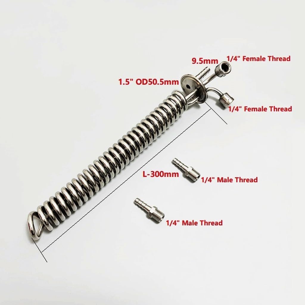 1.5" OD50.5mm Tri-clamp Cooling Coil with 1.5" Pipe Fittings Height 360mm, for Home Improvement Tri Clamp Hose connectors