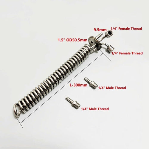 1.5" OD50.5mm Tri-clamp Cooling Coil with 1.5" Pipe Fittings Height 360mm, for Home Improvement Tri Clamp Hose connectors