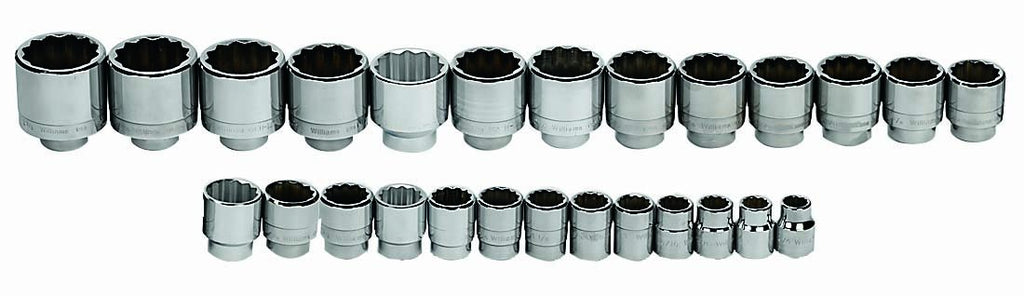 Williams WSH-16TB 16-Piece 3/4-Inch Drive shallow 12 Point Socket Set with Tool Box