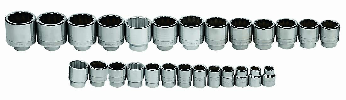 Williams WSH-16TB 16-Piece 3/4-Inch Drive shallow 12 Point Socket Set with Tool Box
