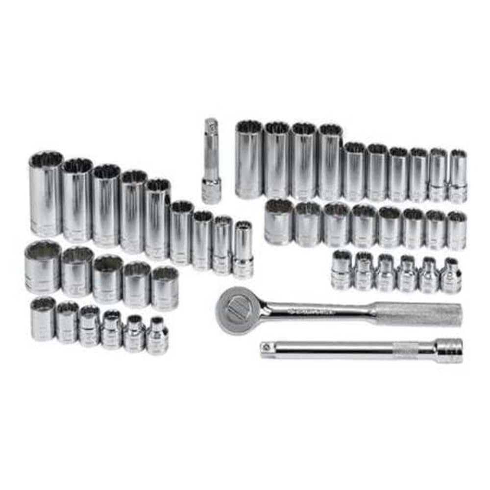 SK Tools USA 3/8" Drive, 47 Piece, 12 Point, Standard & Deep, SAE & Metric, SuperKrome Socket Set: 1/4" - 7/8", 6MM - 19MM, 94547-12