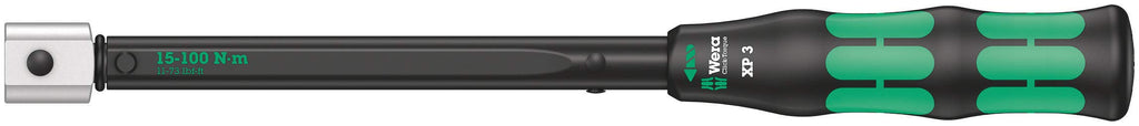 WERA 05075672001 Click-Torque XP 3 pre-Set Adjustable Torque Wrench for Insert Tools, 15-100 Nm, 15 Nm, 9x12 x 15.0 Nm x 15-100 Nm
