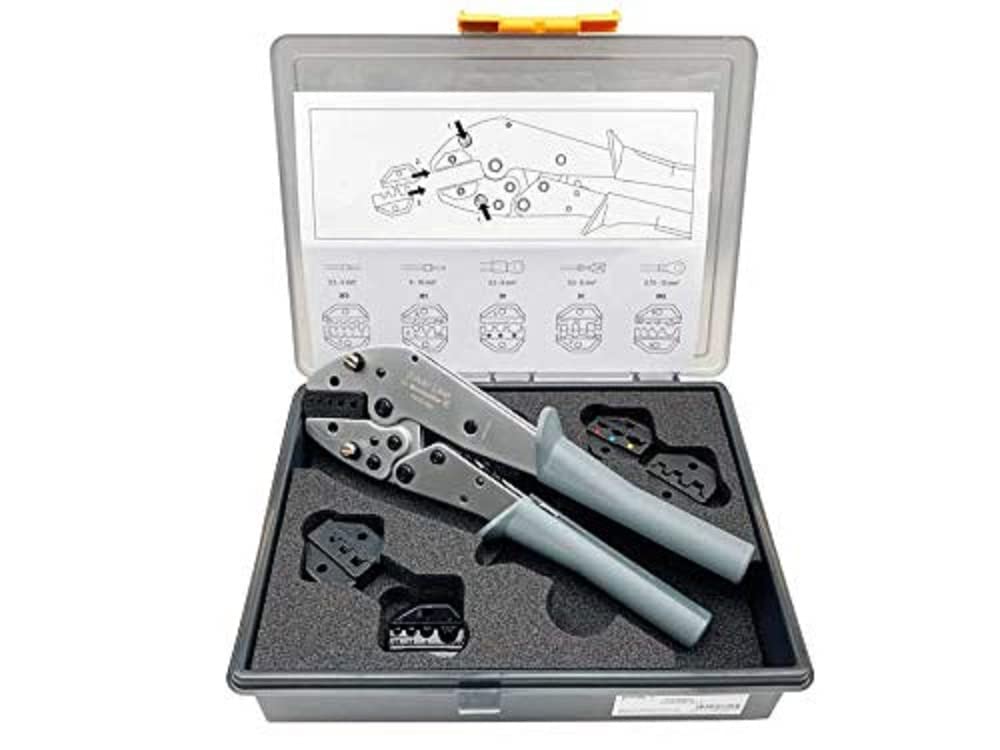 Silver Line by Weidmüller 485850 Tool Flex Crimping Set 5 Interchangeable Inserts, Including Wire End Ferrules, Insulated Connectors, Blade Terminals