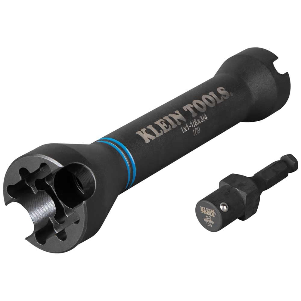 Klein Tools KT155T 6-In-1 Ratcheting Wrench and NRHD 5-In-1 Impact Socket with 3/4-, 1-, and 1-1/8-Inch Square Sizes