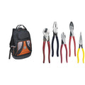 Klein Tools 55421BP-14 Tool Bag Backpack, Heavy Duty Tradesman Pro Tool Organizer & Dipped Plier Kit, Diagonal-Cutting, Needle-Nose, Side-Cutting High Leverage Linesman Pliers