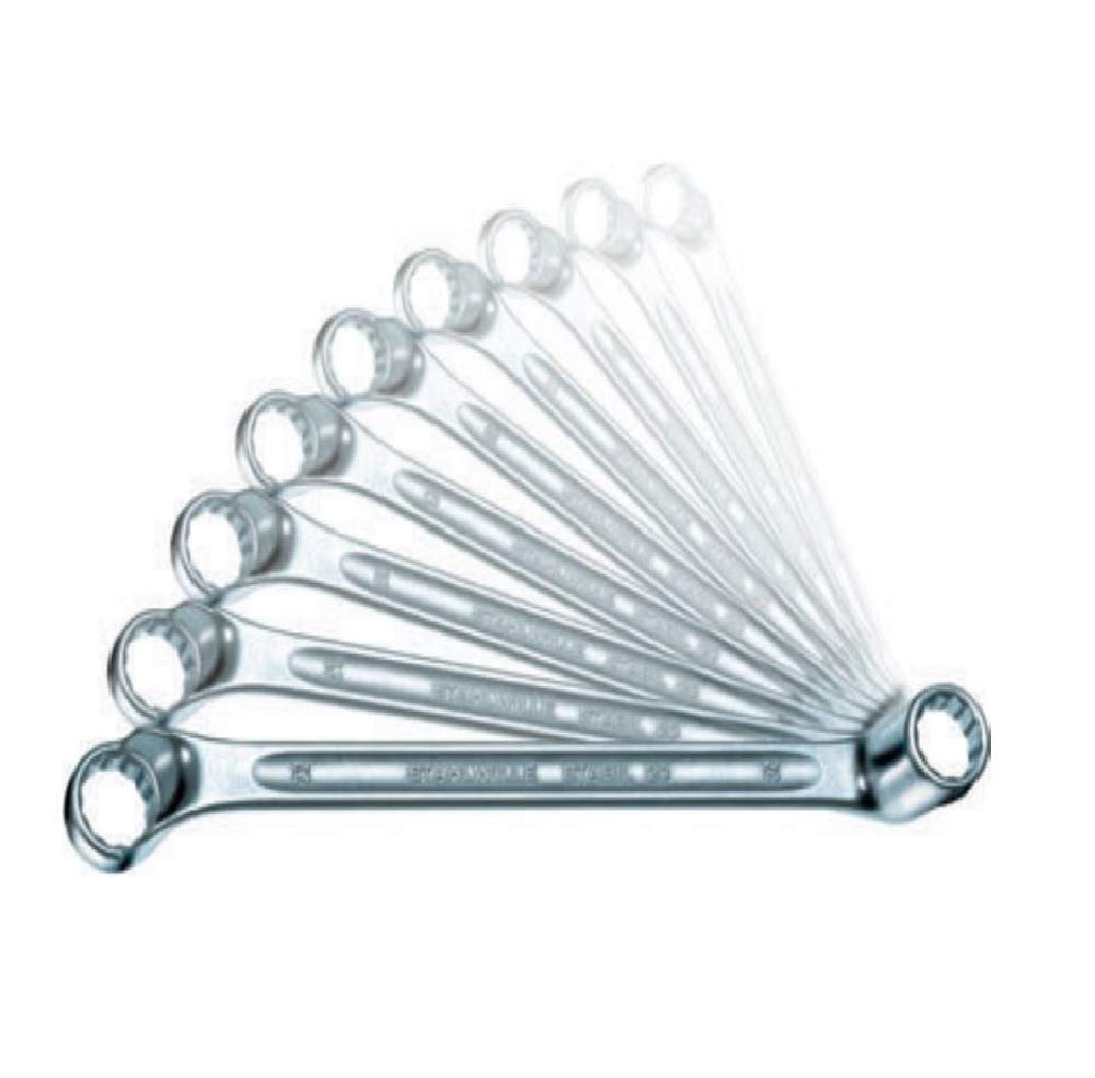 Stahwhile 96410407 Double Ended Ring Wrenches (Spanners) with Offset Heads, Made of Chrome Alloy Steel & Chrome Plated, Has Anti-Slip Drive, Suitable in Confined Spaces, Set of 10 (Metric) Wrenches