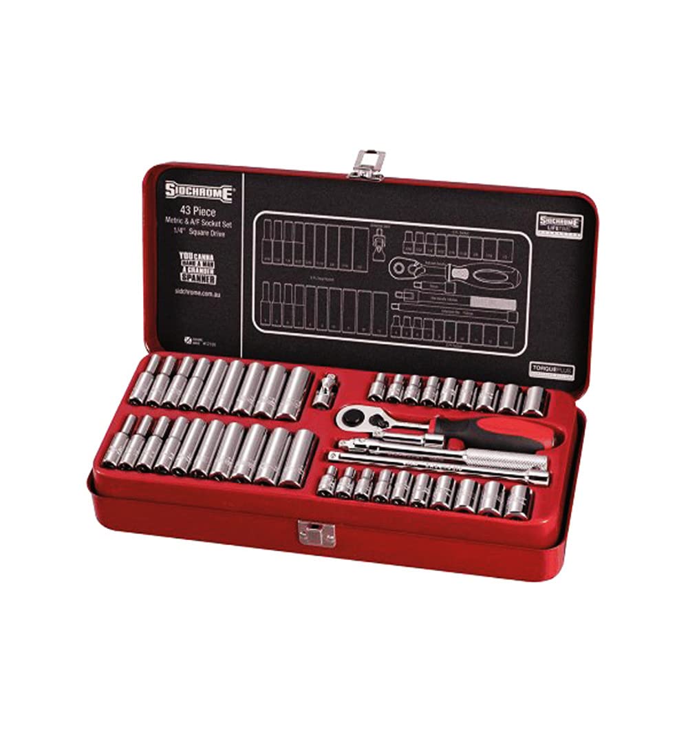 Sidchrome 1/4-Inch Drive AF/Metric Socket 43-Piece Set