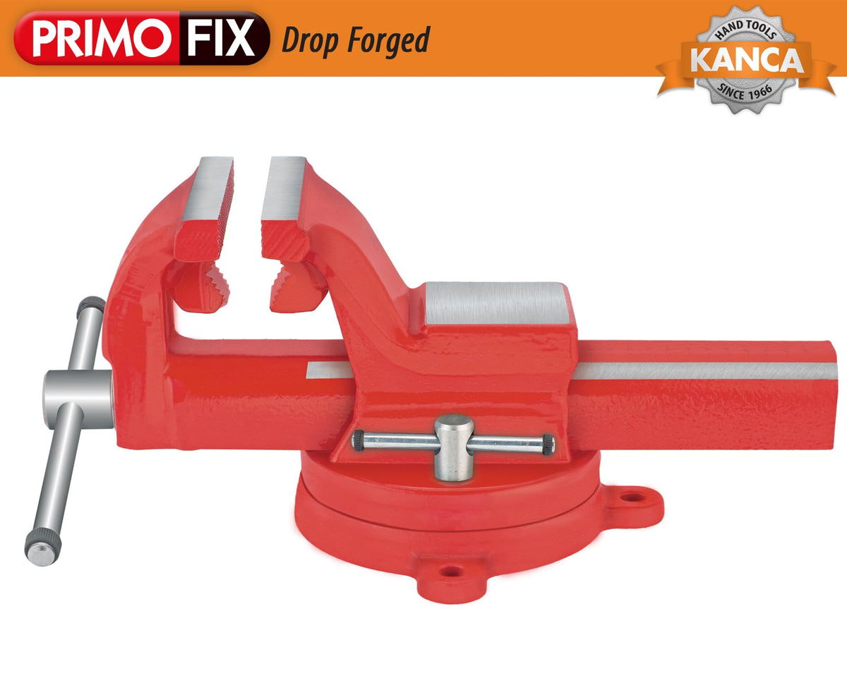 KANCA PRMPL-100,PRIMO PIPE AND BENCH VISE With 360° Rotating Swivel Base,Drop-Forged Pipe and Bench Vise,Jaw Size 4", Max Jaw Opening 4.5",Strong Hand Tools and Machinist Vise (4")