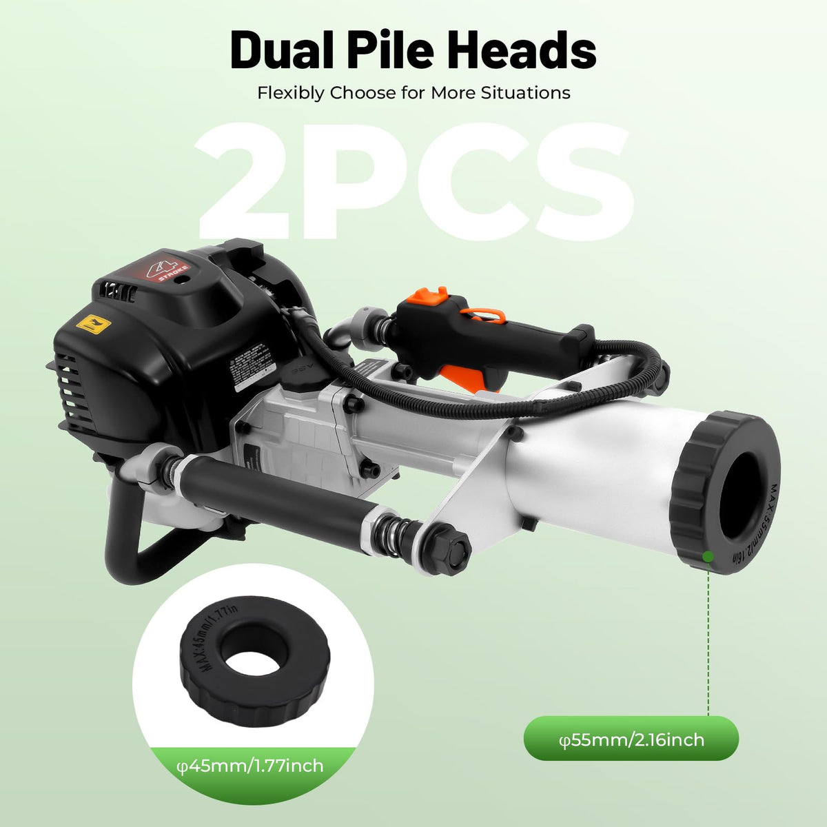 38CC T Pile Driver, 4-Stroke Gasoline Pile Driver Hammer, Construction Base Pile Driver, Portable Orchard Pile Driver, Guardrail/Triangular Steel Pile Driver Single Cylinder Air Cooling 7500r/min