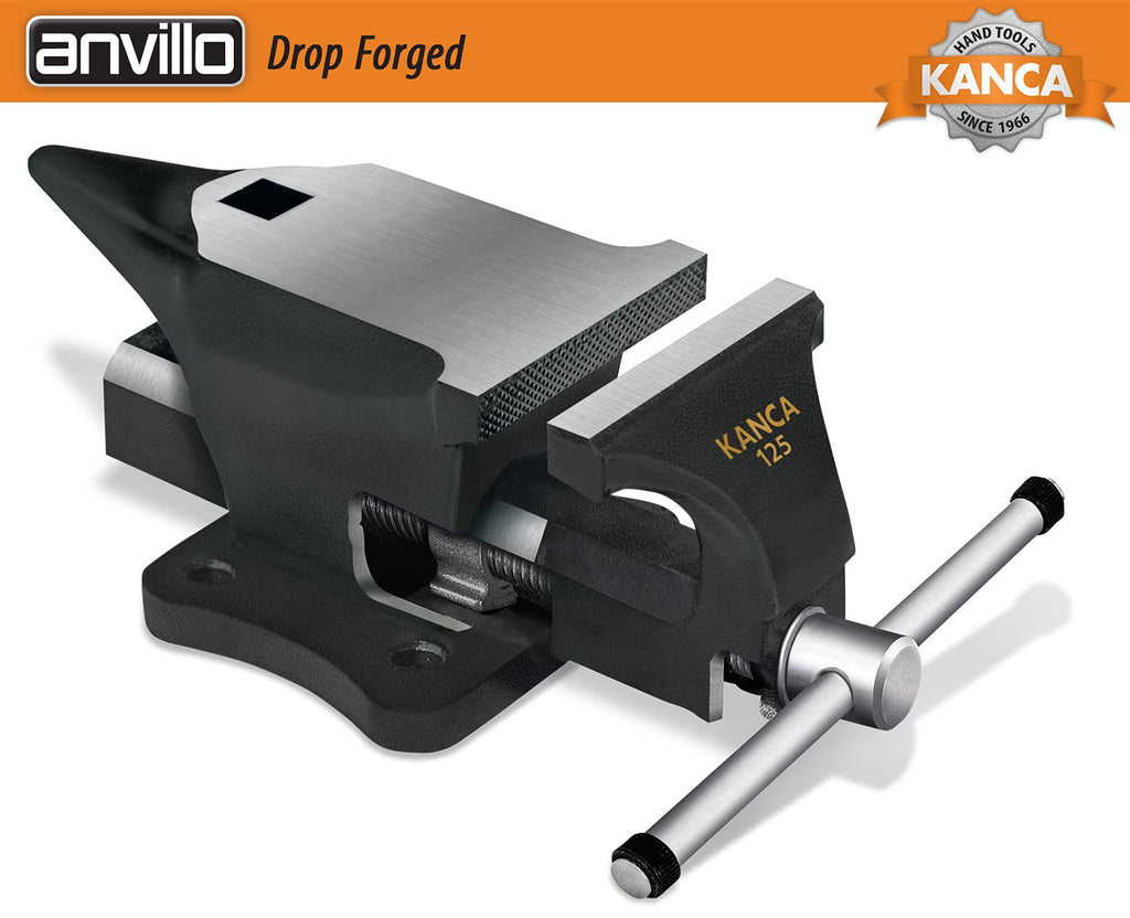KANCA- ANVILLO - ANV-125 Anvil and Vise Combined, Great Duo, Strong Hand Tools, Jaw Opening 3.5 INCH, Made of Drop-Forged and High-Grade Steel, Black Colour