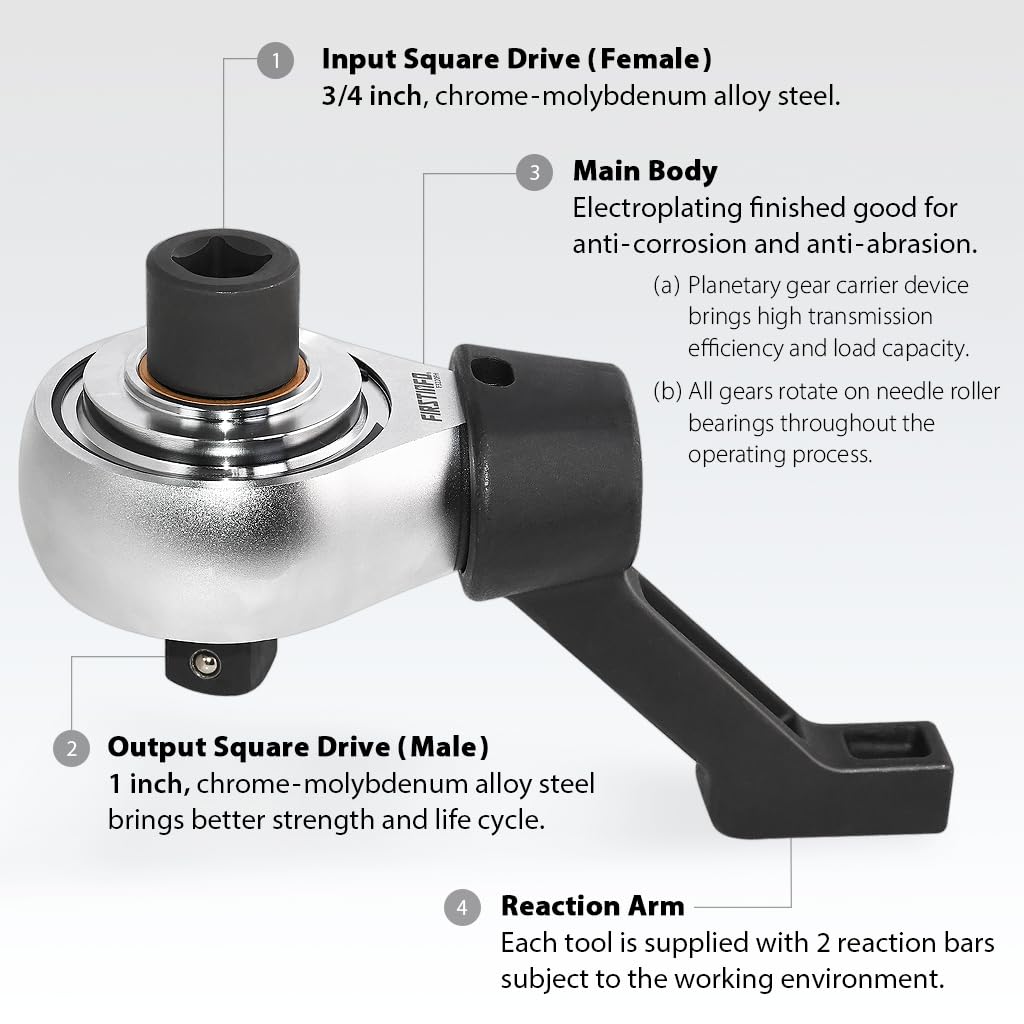 FIRSTINFO 5:1 Manual Torque Multiplier Wrench 2700 N.m. (2000 Ft-lbs)
