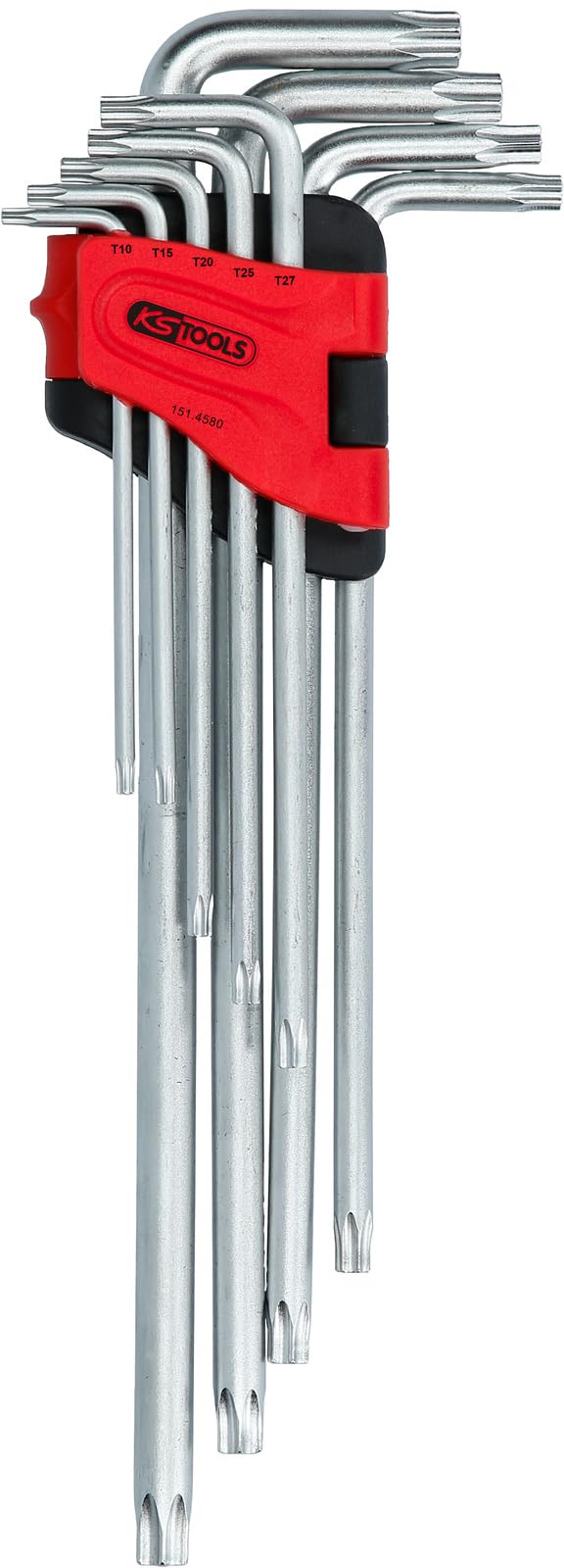 KS Tools 151.4580 Torx key wrench set with bore, short, Xl, 9 pcs., TB10-TB50