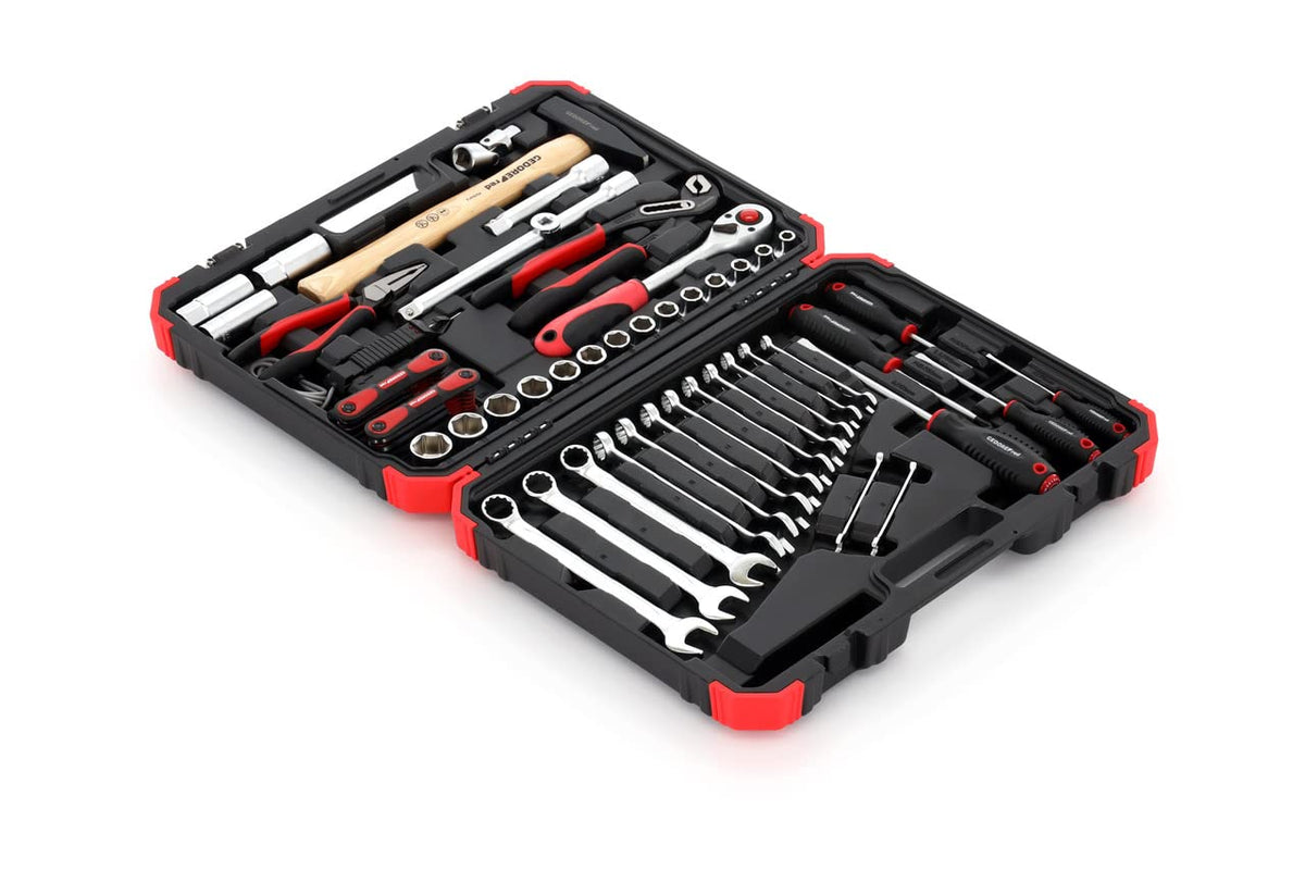 GEDORE red 61-piece Socket spanner set, Bi-hex, 1/2", 4-13 mm, Tool, Ratchet hammer pliers, for carmotive, R69003061