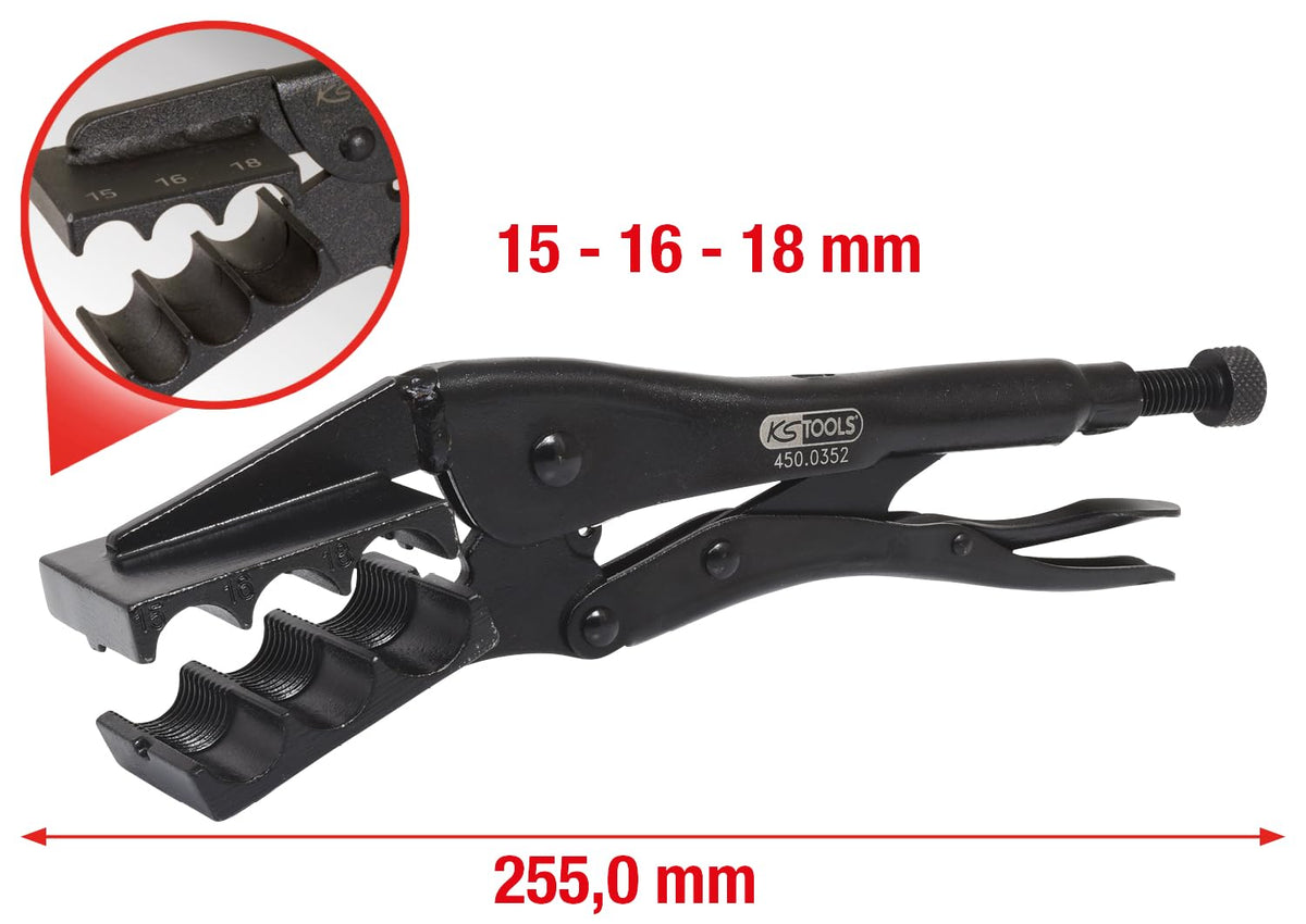 Special clamping gripping pliers, Ø 15-18mm