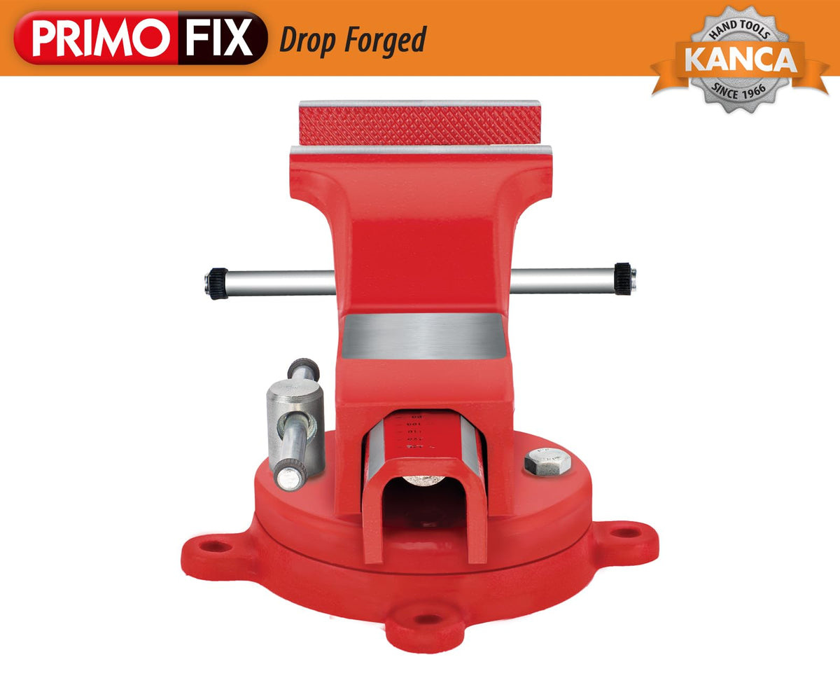 KANCA PRMPL-100,PRIMO PIPE AND BENCH VISE With 360° Rotating Swivel Base,Drop-Forged Pipe and Bench Vise,Jaw Size 4", Max Jaw Opening 4.5",Strong Hand Tools and Machinist Vise (4")