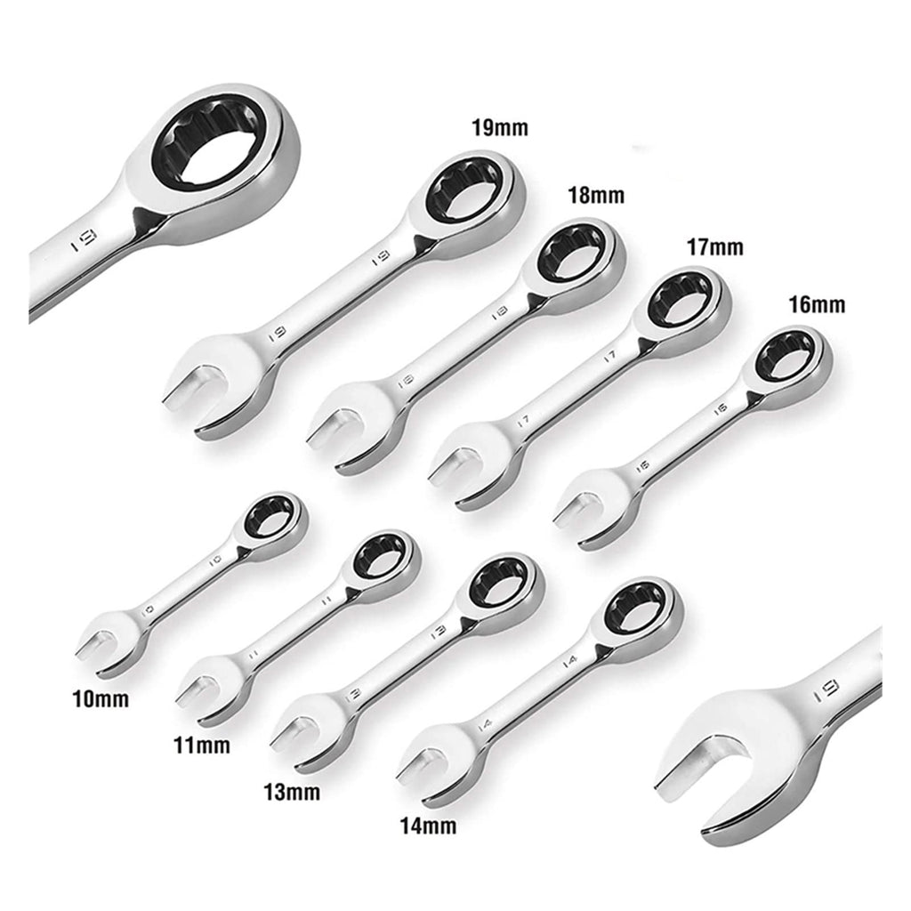 Hardwareols Home Improvement, Open-end Spanners 8-19mm Short Handle Ratchet Spanner Adjustable in Both Directions 72oth Opening Plum Spanner Set 1pcs Wrenches Wrenches