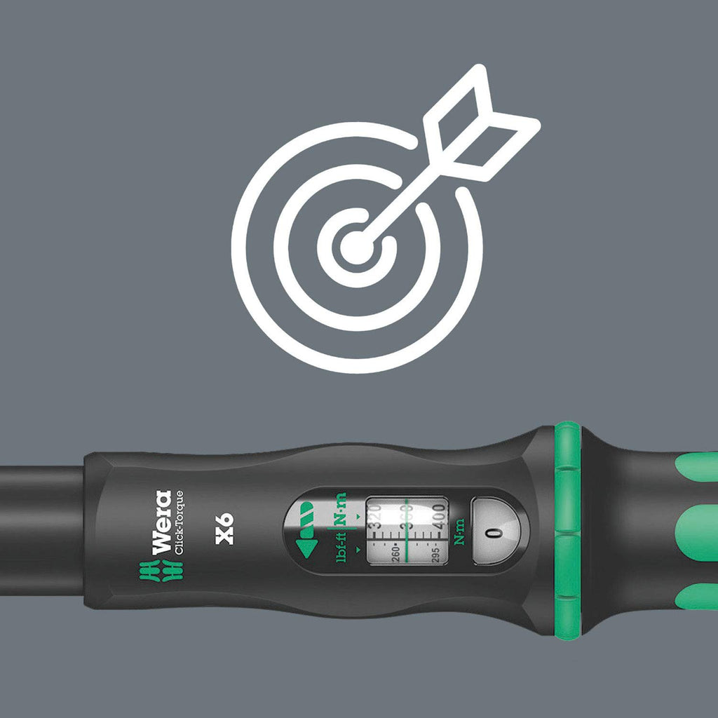 WERA 05075656001 Click-Torque X 6 Torque Wrench for Insert Tools, 80-400 Nm, 14x18 x 80-400 Nm